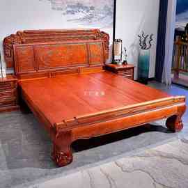 HF2X中式红木床1.8米主卧双人婚床花梨木大床古典雕花菠萝格实木