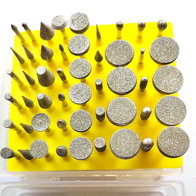 50PC支盒装电磨配件金刚石大打磨头玉石材雕刻针电磨金刚砂磨头