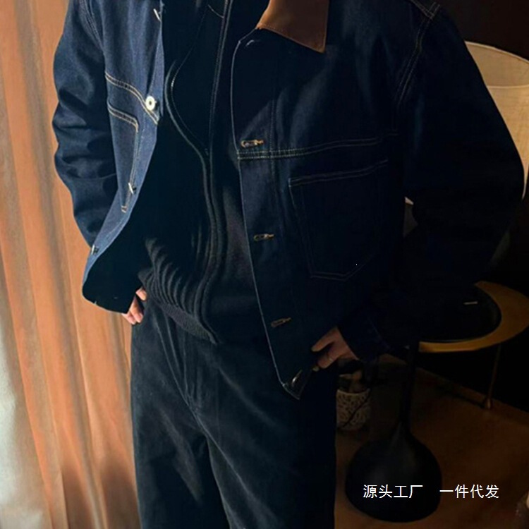 Old Money New Aristocracy Barn Style Denim Jacket for Men, Autumn High Street Retro Vintage Turn-down Collar Jacket Old Money New Aristocracy Barn Style Denim Jacket for Men, Autumn High Street Retro Vintage Turn-down Collar Jacket