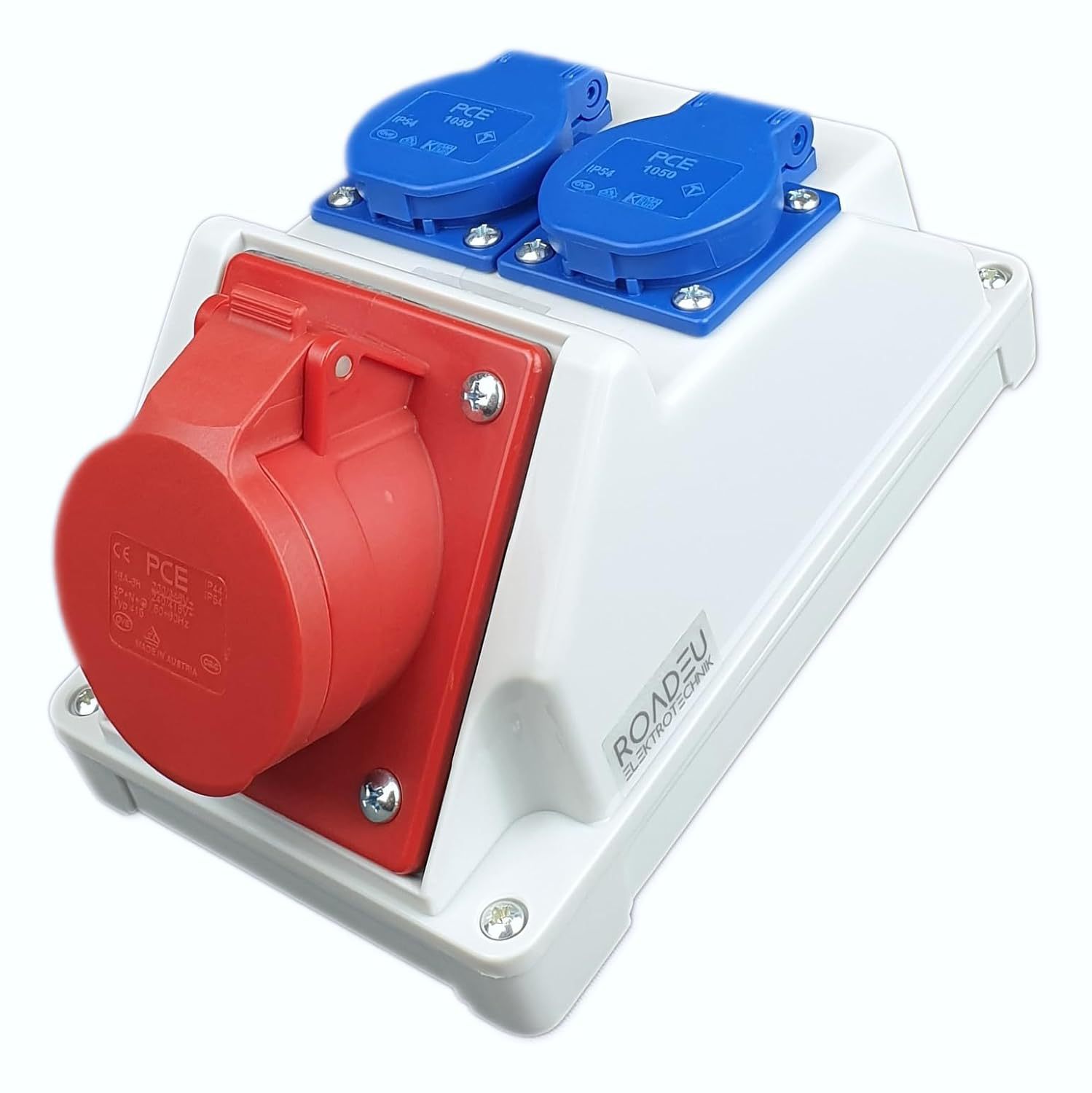 RoadEu - Kombi Wandsteckdose 16A 5P - Wandverteiler 16A mit
