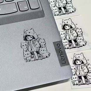 Little Red Book Same Style Girl Kitten Animal Cartoon Mobile Phone Computer Laptop Headset Decorative Waterproof Metal Sticker