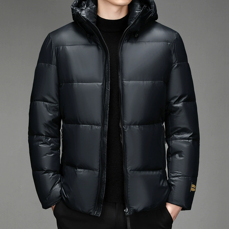 Зимний мужской и женский брендовый пуховик из черного золота с пятью участками, короткий утепленный белый гусиный пуховик на флисовой подкладке для мужчин и женщин