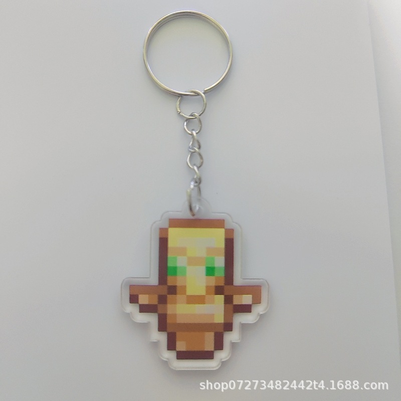 Around the World Minecraft Keychain Undead Totem Enchanting Golden Apple Alloy Pickaxe Sword Acrylic Pendant