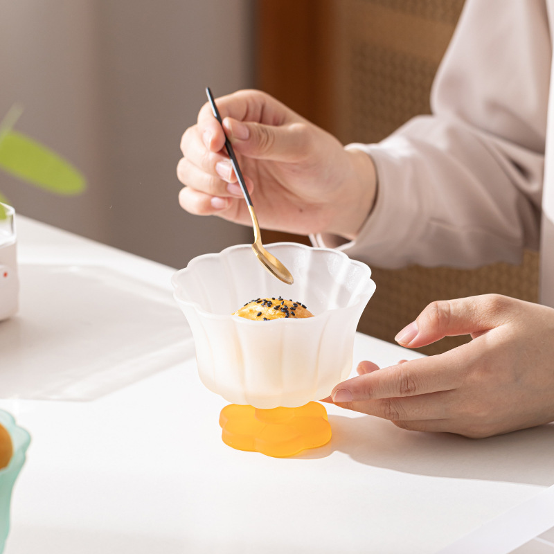 瑠璃花開甜品杯創意家庭用高足杯客間菓子皿果物皿茶皿|undefined