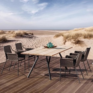Nordic Outdoor Slate Dining Table and Chairs Rattan Courtyard Garden Simple Open-Air Balcony Sales Department Leisure Combination Furniture