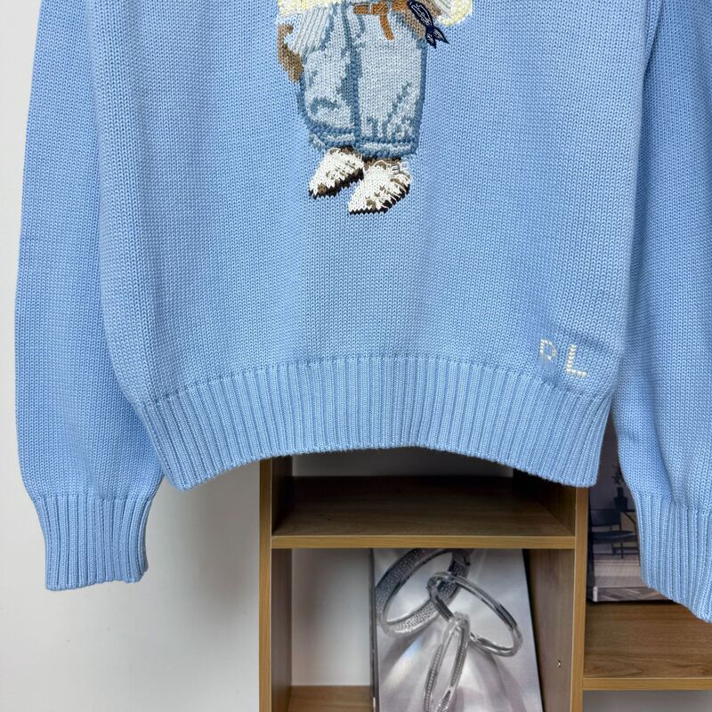 高品質/スキャン可能なクマの25年秋冬新作純綿ヘビーウェイト刺繍ラウンドネックセーターニット婦人服|undefined