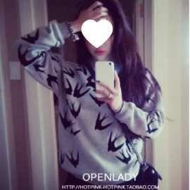 【出货】8901#（鱼鳞布）韩版立体全身印花套头长袖T恤女宽松休闲