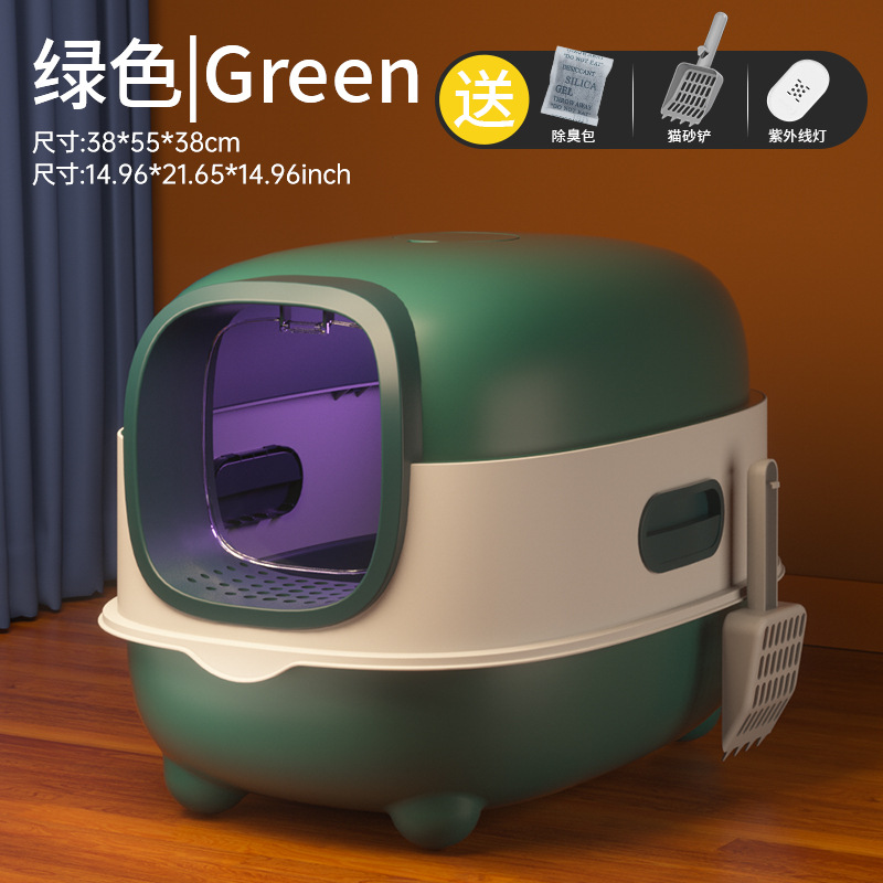 Transfronteriza caja de arena para gatos, de gran tamaño, completamente cerrada, anti-salpicaduras, inodoros para gatos, esterilización y desodorización, lavabo para heces para gatos, suministros para mascotas