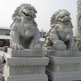 石雕狮子雕塑花岗岩雄狮跑狮卧狮小区集团大门狮子雕塑