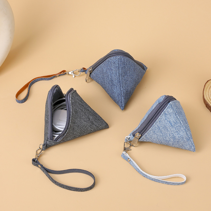 Directly from the manufacturer: Denim storage bag for zongzi, data cables, earphones, coins, mini hand-held key bag, portable coin purse