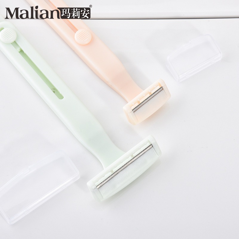 Máquina de afeitar retráctil Marian de doble cabeza combinada con malla de protección macro anti-racachado de doble cabeza de afeitar cejas herramienta de belleza