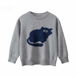 东莞大朗毛衣工厂韩版童装毛衣春秋季小猫咪针织衫纯棉打底衫