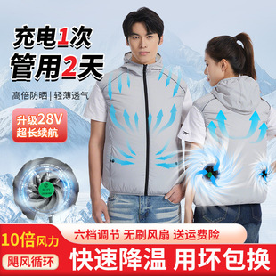 Cooling Air-Conditioning Clothing Cross-Border Charging Refrigeration Clothing with Fan Outdoor Heatstroke Prevention Sun Protection Vest Fan Clothing for Men and Women