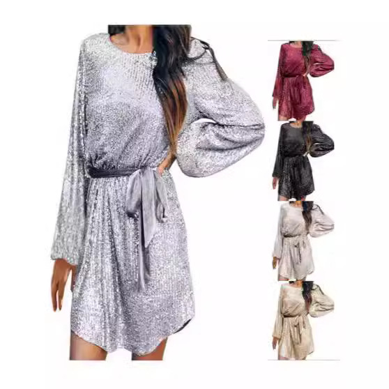 2025 European and American Independent Online Stores Amazon Aliexpress Holiday Party Sparkling Sequin Dress Mini Dress