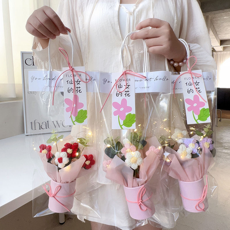 Día del Maestro regalo de flores de peluche, flores de regalo de cumpleaños, flores de tejido a mano, flores de regalo de la escuela