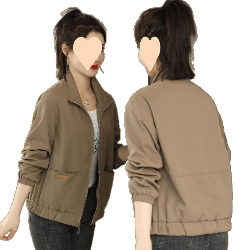 大码外套中年女春秋装休闲夹克2025新款时尚妈妈宽松短款风衣|undefined