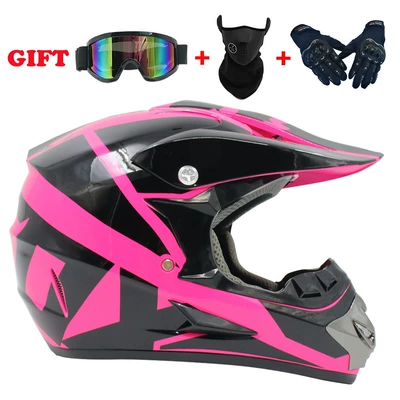 mask gloves, Motosiklet kaskı (dəbilqə) - bright-pink-21-goggles-mask-black-gloves-s