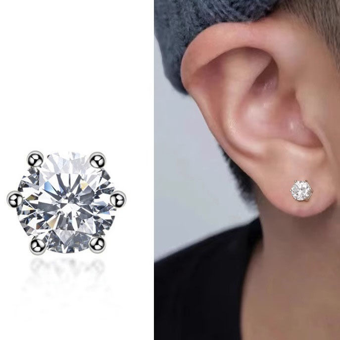 S Earrings For Men Trendy Super Shiny Hip-Hop Simple Niche High-End Feel Silver Needle Women Zircon Claw Diamond Ear_voghion.com