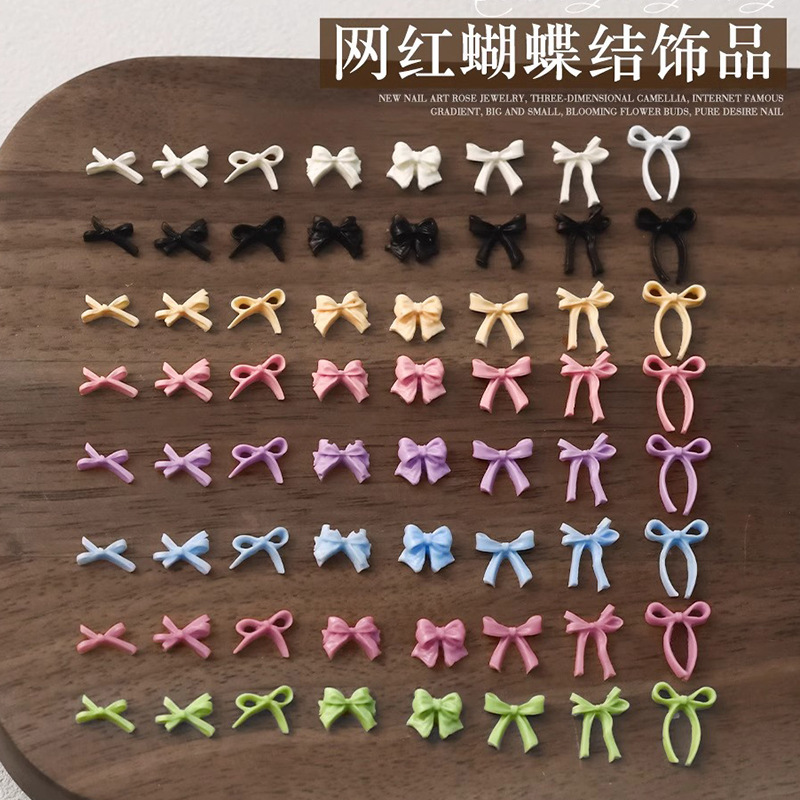 Colorful Bow Nail Art Accessories Mixed Trendy 3D Dopamine Ribbon Butterfly Bow Nail Decoration Accessories
