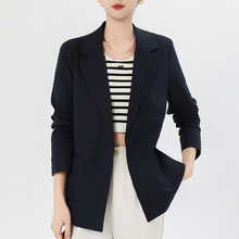 2025年春夏新款薄款小西服长袖职业宽松显瘦带兜一粒扣西装外套女