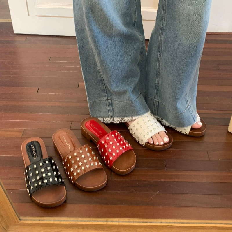 Женские босоножки на среднем каблуке с гипсофилой и стразами, весна-лето 2025, новая коллекция, повседневные, на толстом каблуке