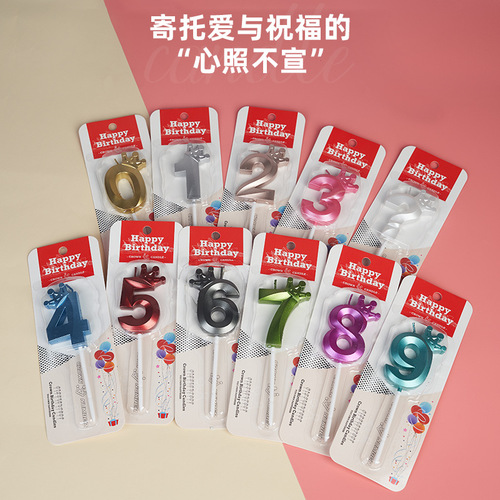 Birthday candle plug-in colorful ins style creative romantic crown number 0-9 cake decoration party supplies wholesale