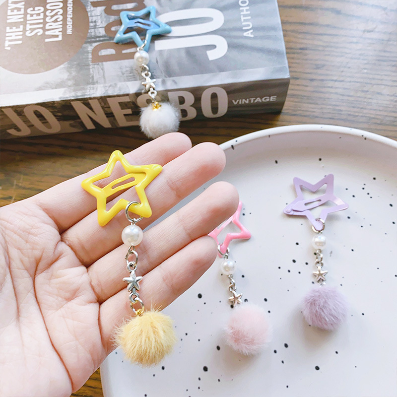Women's Gender IG Style Cute Women's Pentagram Alloy Plush Charm Hair Clips