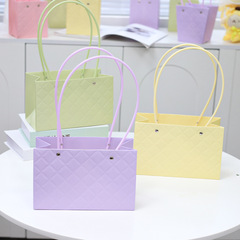 Colorful Macaron Handbag with Gingham Trapezoid Texture Square Bag Gift Bag Gift Bag Favors Bag Wholesale