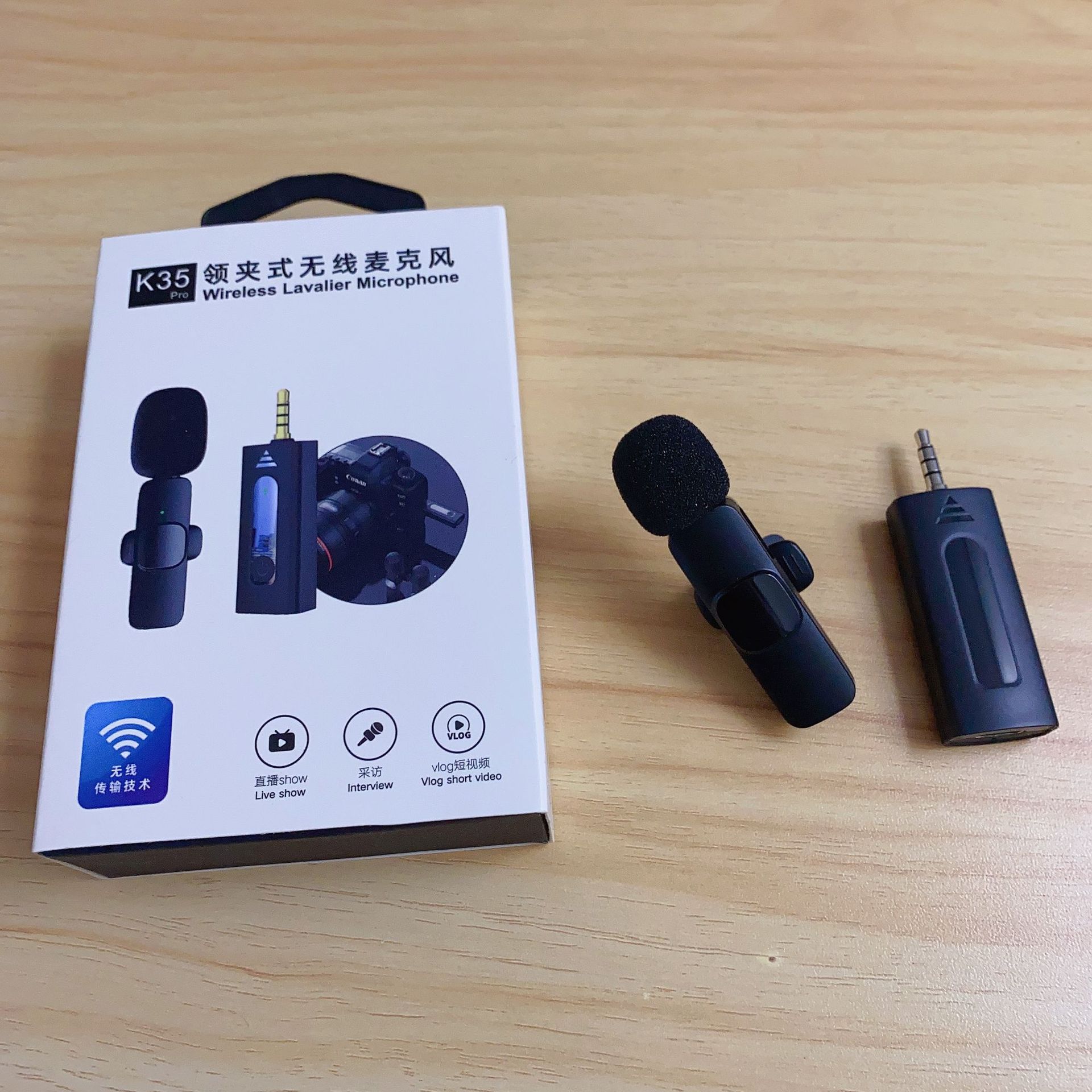 Micrófono de clip de cuello K35 MICRÓFONO INALÁMBRICO transfronterizo micrófono de clip de cuello 3,5 orificios de grabación de teléfono móvil video transmisión en vivo reducción de ruido Micrófono inalámbrico