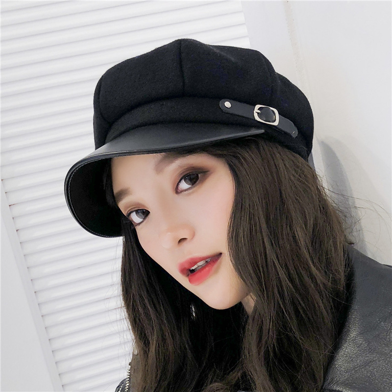 가을 겨울 신상품 예술적인 복고풍 팔각모자 여성용 모직 다용도 밀리터리 모자 영국 스타일 청년 패션 화가 모자