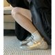 Cowhide Version New silver Ballet Sports Casual Shoes Flat Single-layer Shoes Women's Shallow Mouth Square Head Thick Bottom Mary Jane Shoes