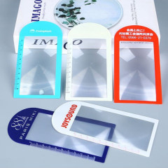 国境を越えて人気の高い拡大鏡、PVC製ハンドヘルド3倍スケール付きポータブル高精細正規品スケール付きしおりカード拡大鏡