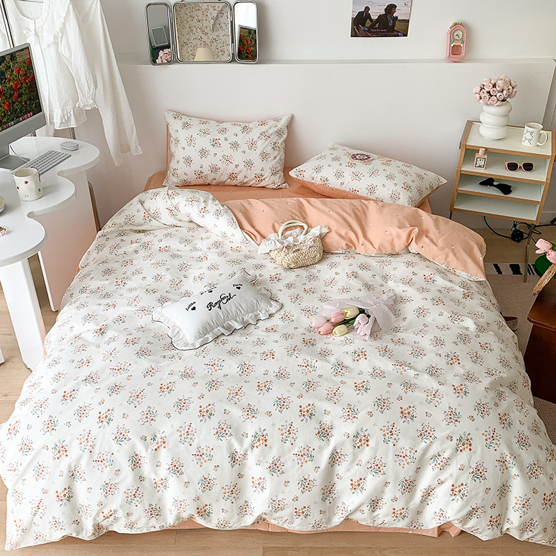 Sábana floral de algodón Juego de cuatro piezas Funda de edredón de algodón 100 Funda de almohada Juego de cama de tres piezas Se puede lavar a máquina 25 modelos domésticos