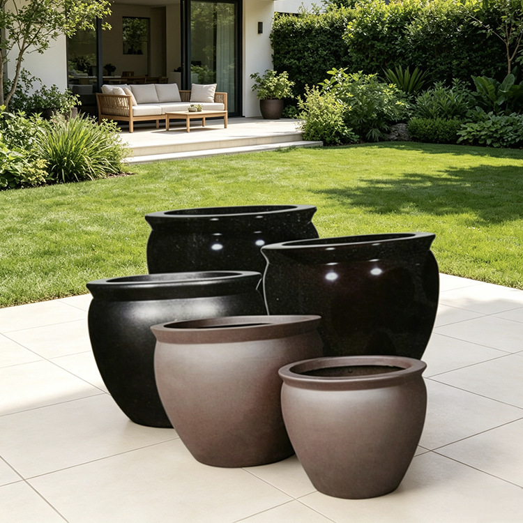 Large round mouth mini garden FRP flower pot simple modern furniture equipment indoor hotel decoration flower pot