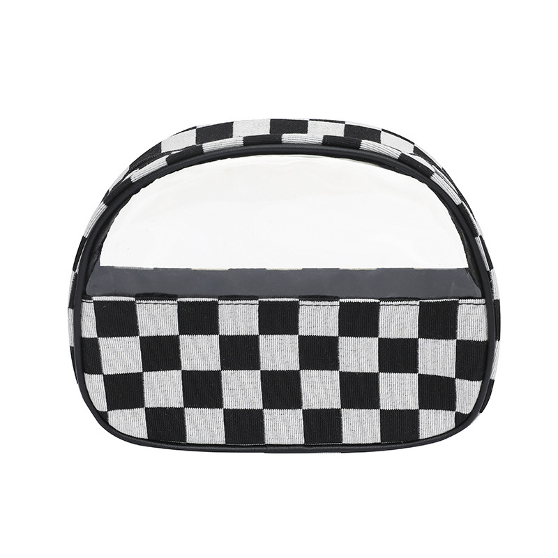 Bolsa de cosméticos estilo 2025, bolsa de cosméticos a cuadros, serie blanco y negro, bolsa de almacenamiento impermeable.