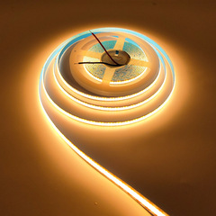 LED light strip, 12V COB, freely customizable—8mm with 300 LEDs, 5mm with 400 LEDs; each strip features high-brightness lighting and offers uniform illumination, with individual lights easily trimmed to any length.