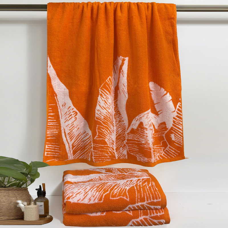 All-Cotton Soft Leaf-Pattern Jacquard Luxury Bath Towel for Bathroom, Shower, Hotel, and Home Use All-Cotton Soft Leaf-Pattern Jacquard Luxury Bath Towel for Bathroom, Shower, Hotel, and Home Use