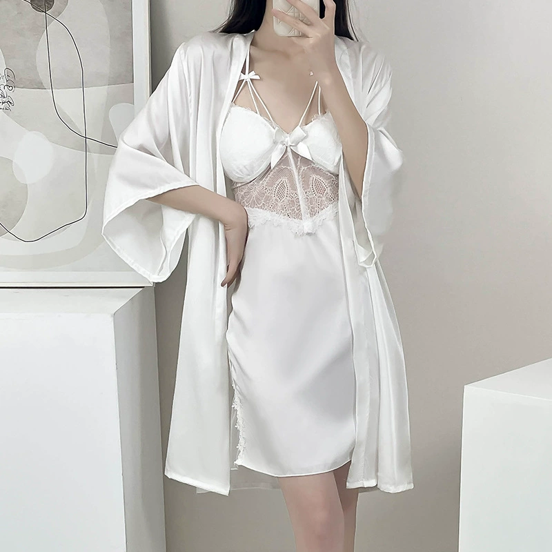 Summer top with cups, sexy pijama, thin silk set, lifting effect