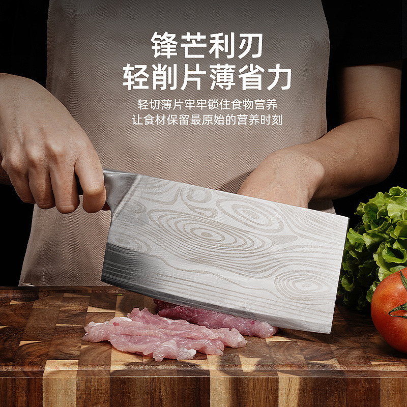 Cuchillo de corte de acero inoxidable con mango de madera de flores de billy, cuchillo de corte de corte de patrón de Damasco, cuchillo de corte de huesos afilado de cocina doméstica