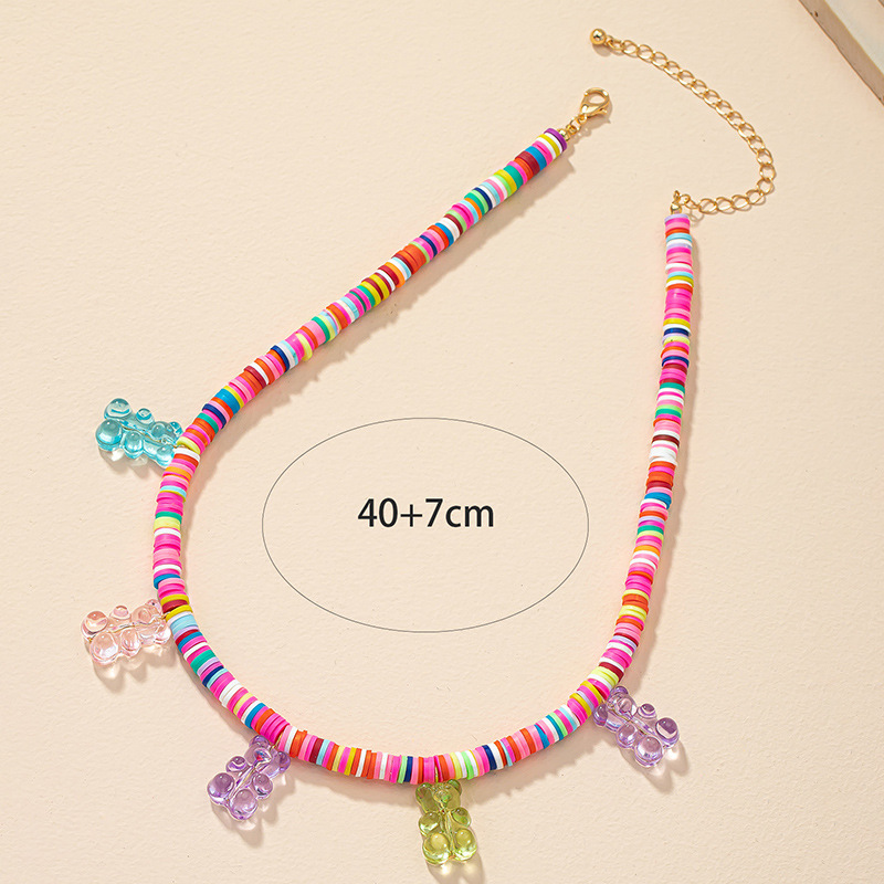 Bohemian Bear soft clay Beaded Necklace