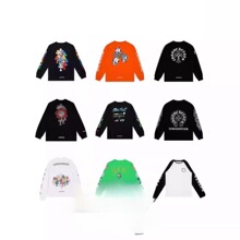 跨境爆款克罗伈Chromeh高品质双纱纯棉男女印花长袖T恤