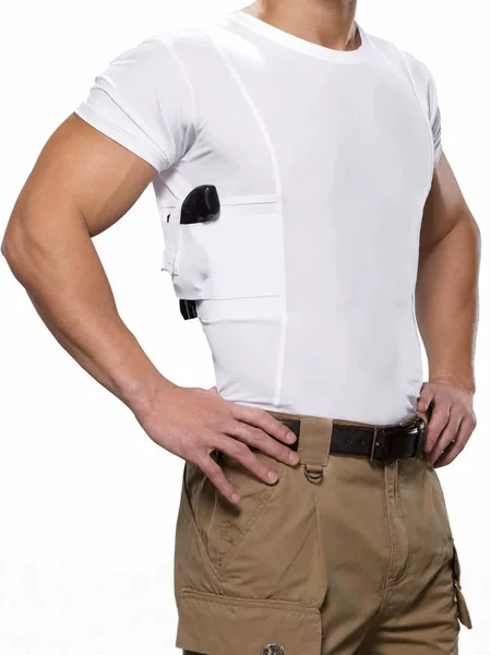In-Stock 2026 Cross-Border Hot-Selling European and American Style Unisex Tactical High-Elastic T-Shirt with Hidden Gun Holster