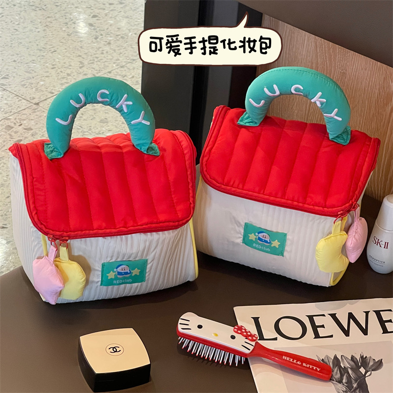 Bolsa de maquillaje de casa pequeña encantadora de gran capacidad de alta belleza portátil bolsa de viaje impermeable bolsa de almacenamiento de lavado gruesa
