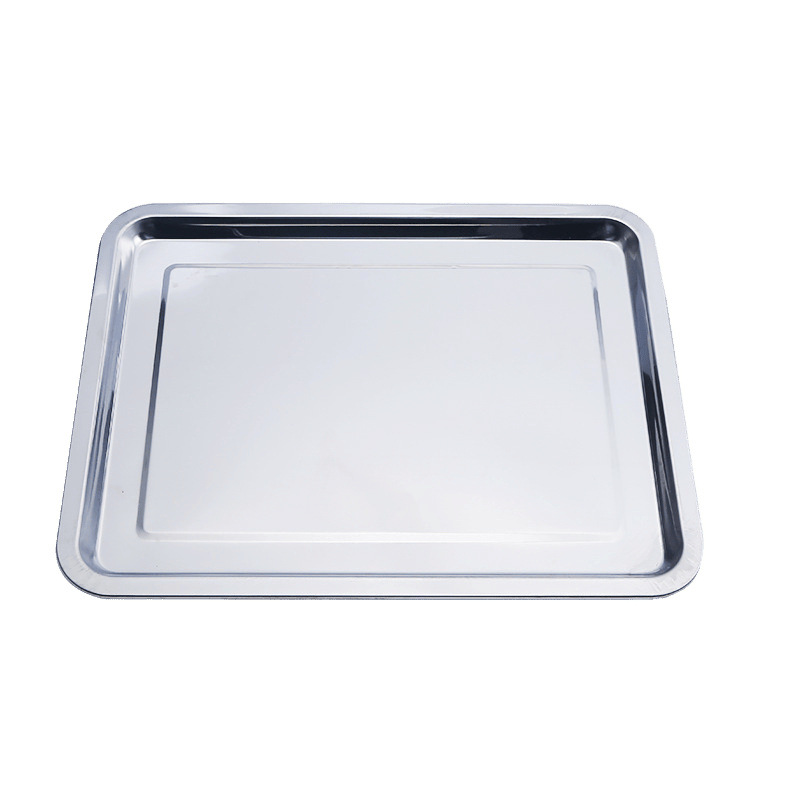 Plato de acero inoxidable al por mayor bandeja rectangular placa de barbacoa placa de comedor comercial plato de arroz al vapor plato de pescado asado plato cuadrado profundo para el hogar