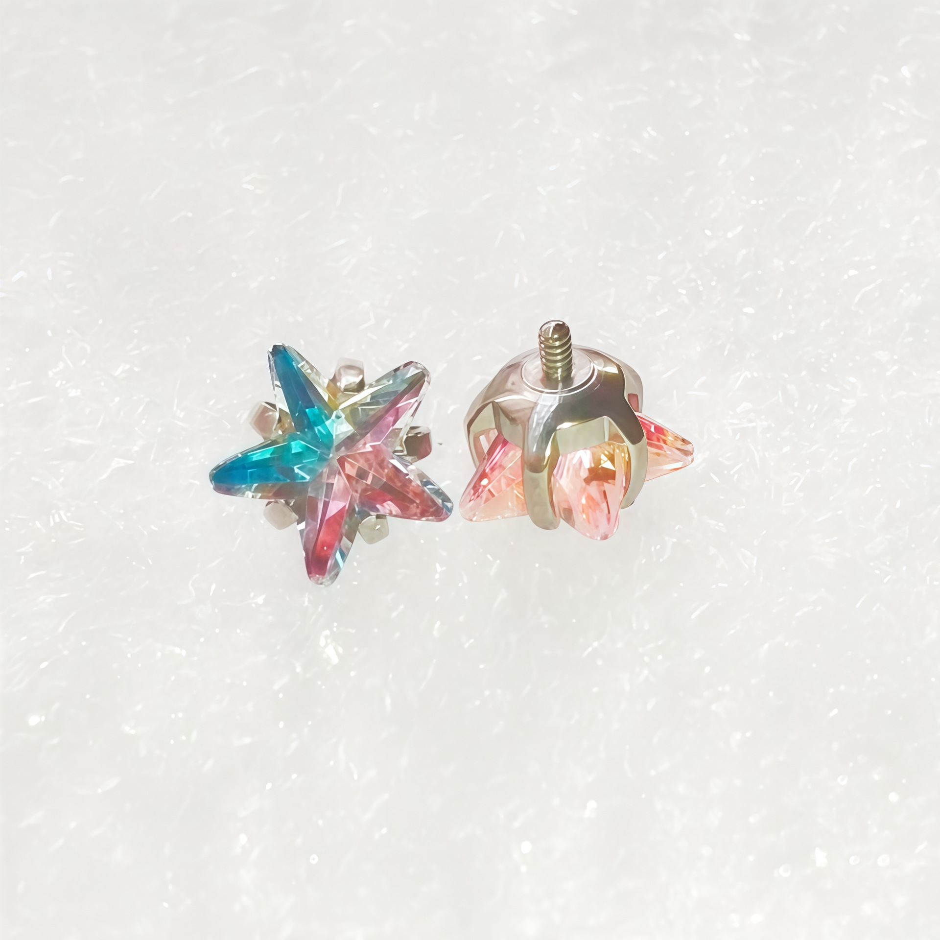 F136 Titanium Alloy Sparkling Zircon Five-Pointed Star Earrings Lip Studs Ear Piercing Jewelry detail image 10