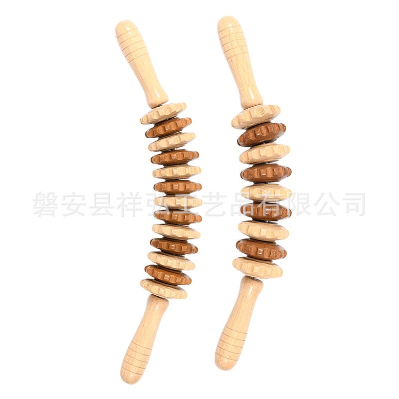 橡木  擀筋棒 筋络疏通  亚马孙跨境 木质肌肉放松狼牙棒按摩器滚|undefined