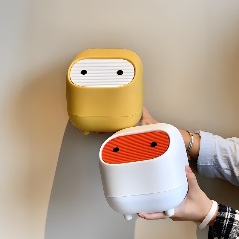 Ninja Desktop Trash Can, High-Looking Paper Basket, Living Room Kitchen Sanitary Bucket, Bedroom Push-Type Storage Bucket with Lid