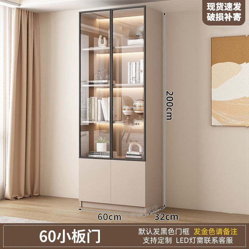 新中式书柜一门到顶加高客厅带玻璃门展示储物柜家用书房门墙书架|undefined