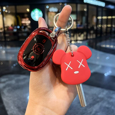 Car key bag: Car Key Protective Case Luna - electric-car-d-vitality-red-red-door-key-set