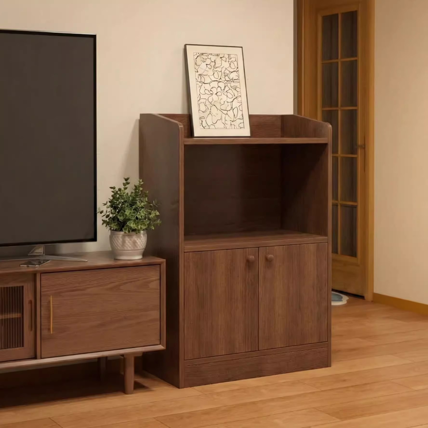 Gabinete de té sala de estar armario de almacenamiento pequeño tipo de casa armario de almacenamiento de artículos de piso armario bajo armario de comedor contra la pared armario de almacenamiento integrado